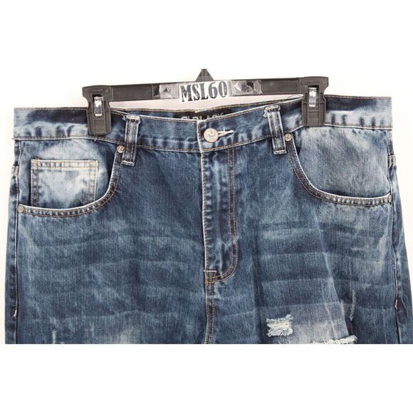 CARBON BLACK PREMIUM JEANS DISTRESSED 36/32 BLUE DENIM DESTROYED - Picture 2 of 11